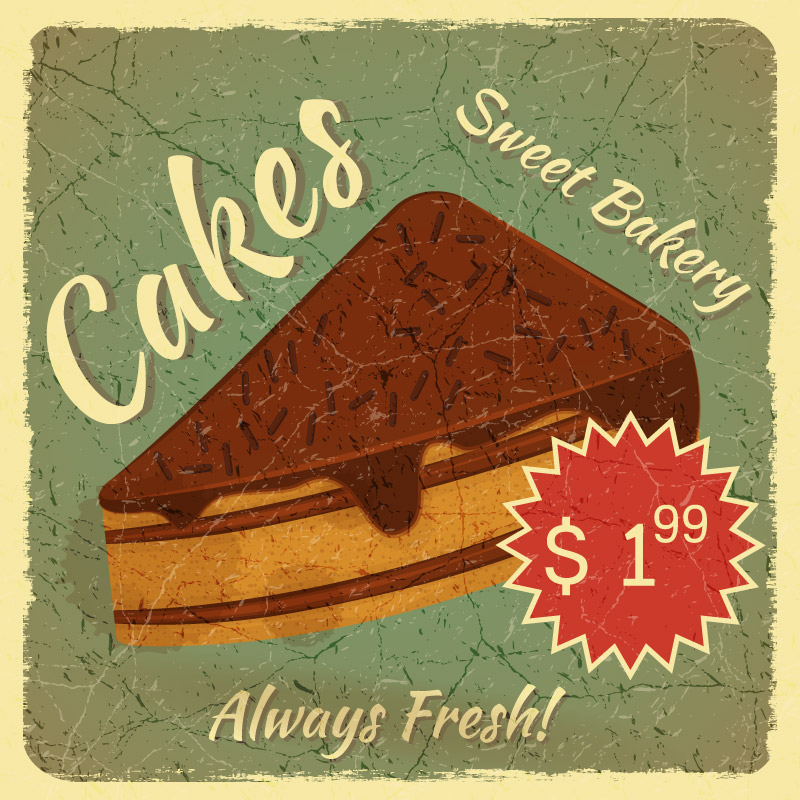 Gâteau Vintage affiches vecteur mat¨¦riel
