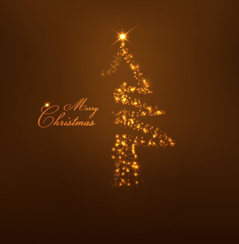 Effet de lumire vecteur matriel d'or d'arbre de Noël

