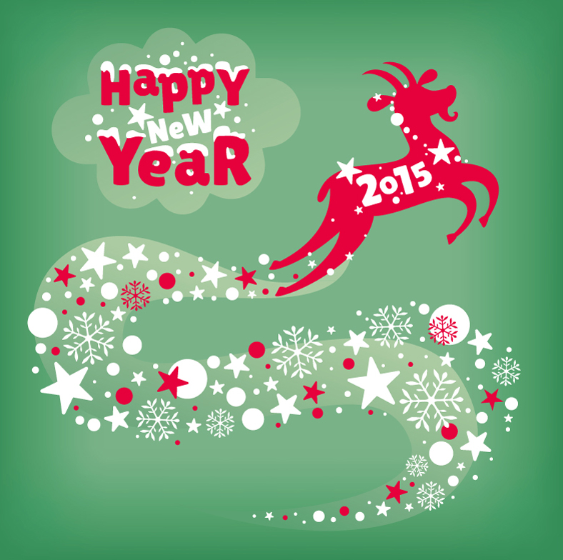 Creative New Year Ann¨¦e de la carte de flocon de neige vecteur mat¨¦riel de ch¨¨vre