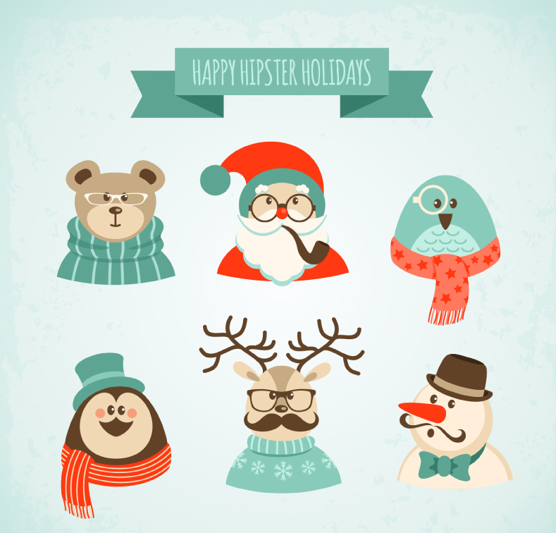 6 personnages de dessins anim¨¦s de Noël vecteur mat¨¦riel