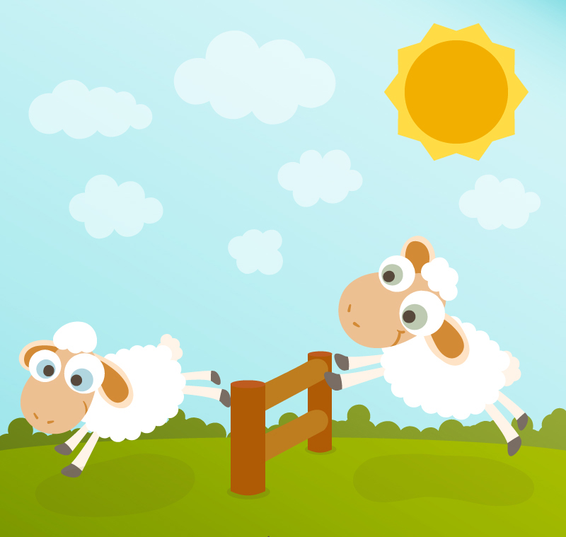 Cartoon sheep vecteur mat¨¦riel de saut