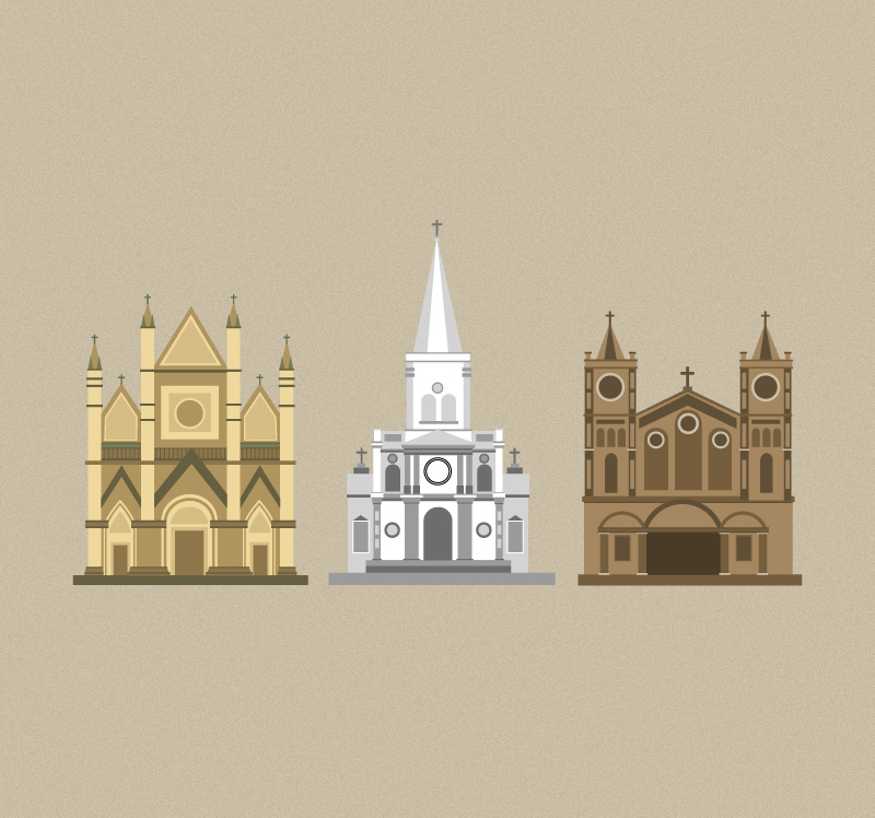 3 bande dessine vecteur matriel de conception de l'glise
