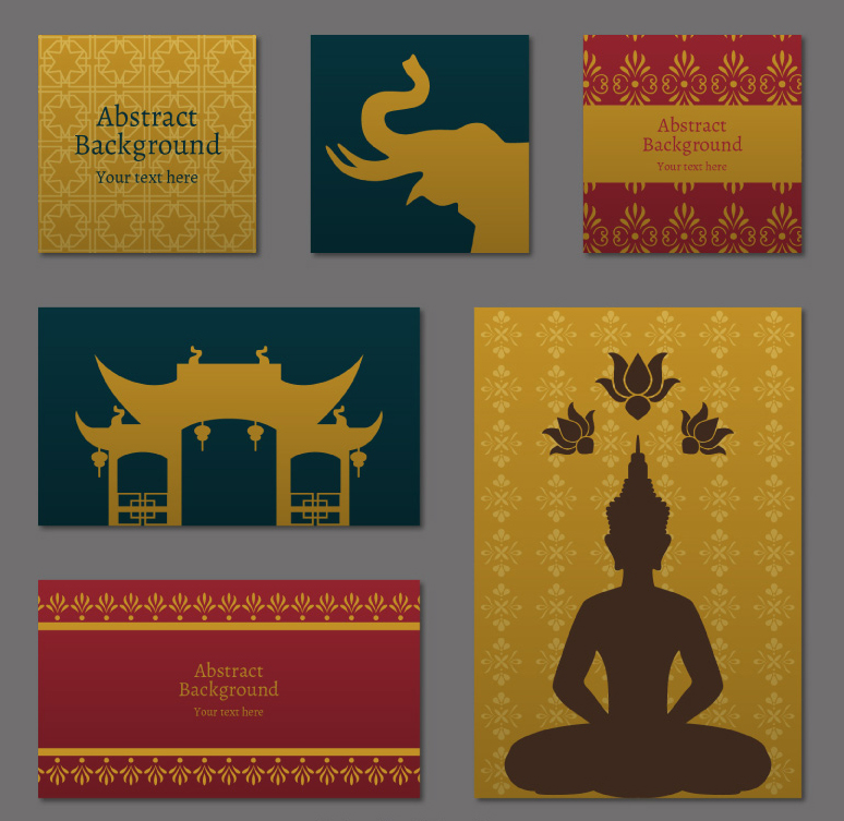 Thaïlande 6 cartes mat¨¦riau des ¨¦l¨¦ments de conception de vecteur