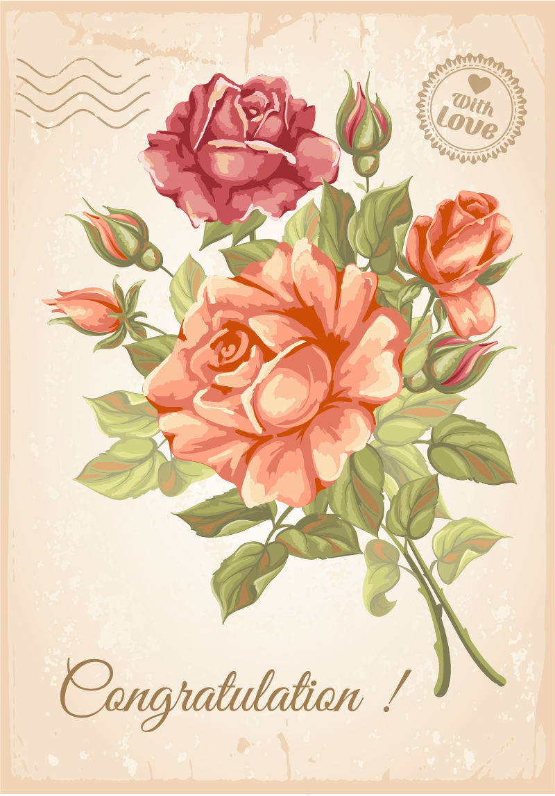 Vecteur de fond r¨¦tro roses fleurissent mat¨¦rielles