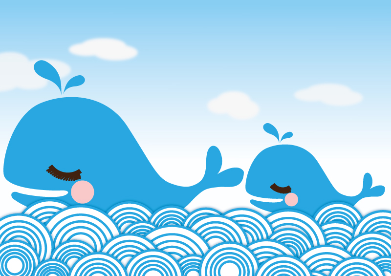 Deux bleu dessin anim¨¦ vecteur mat¨¦riel de baleine