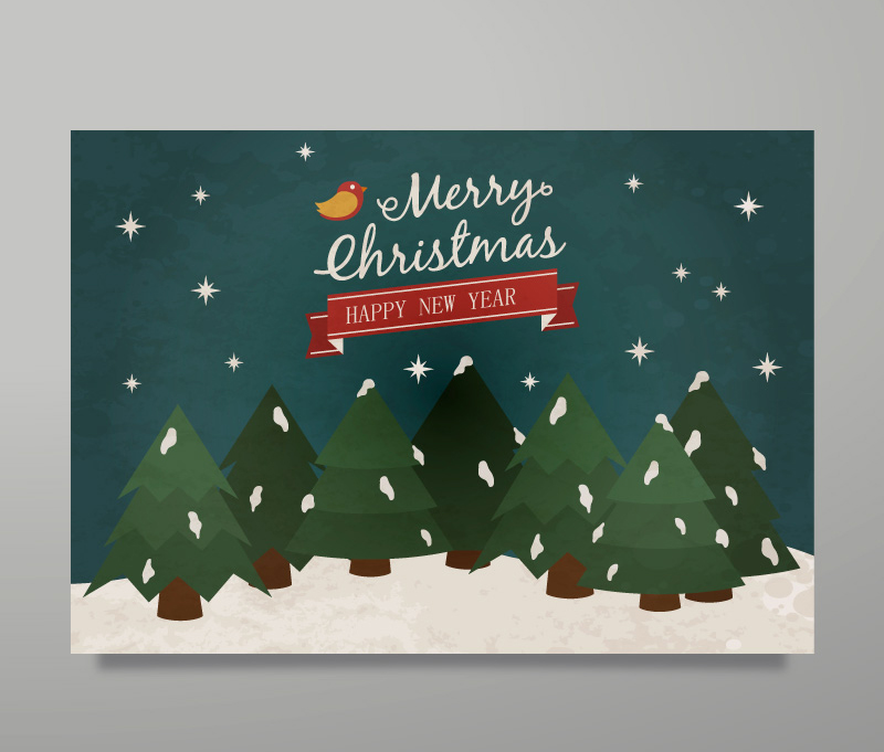 Rtro vecteur matriel de carte de Noël ludique
