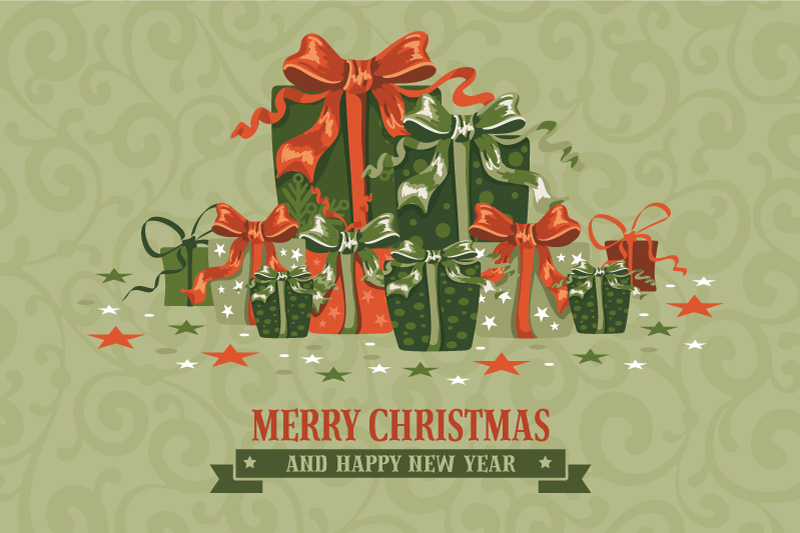 Retro Cartes de Noël cadeau de vœux vecteur mat¨¦riel
