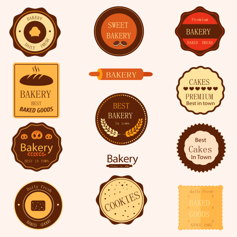 11 mod¨¨les de produits de boulangerie vecteur mat¨¦riel de conception d'¨¦tiquettes
