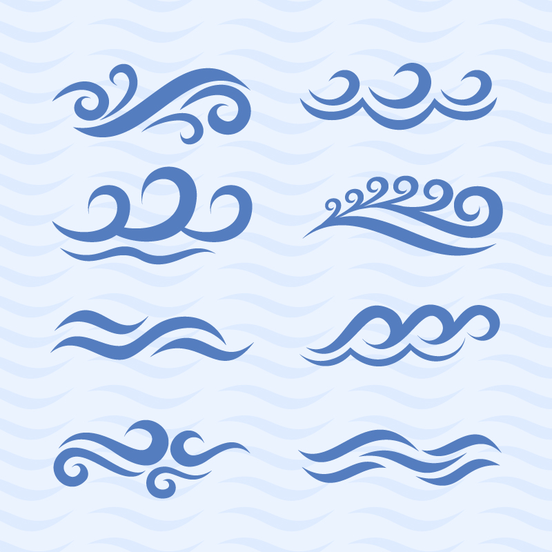 8 vagues ondulent conception vecteur mat¨¦riel