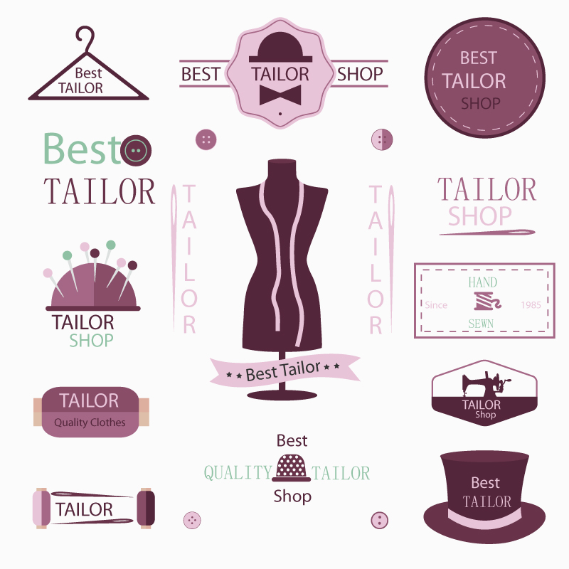 13 mod¨¨les ¨¦tiquette de tailleur vecteur mat¨¦riel