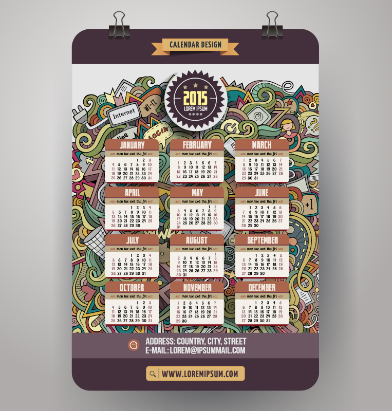 Mode 2015 seule page mat¨¦riau vector calendar
