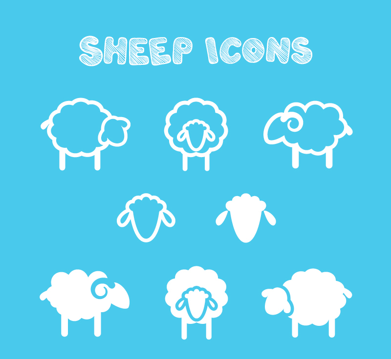 8 moutons blancs icône vecteur mat¨¦riel
