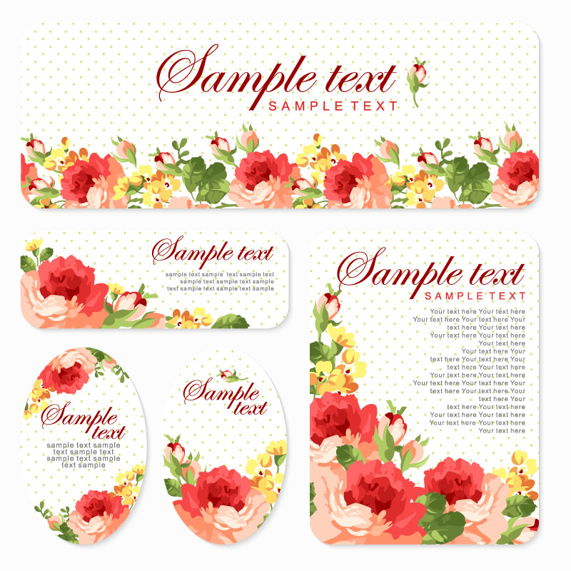 5 Rose carte aquarelle vecteur matriel de conception