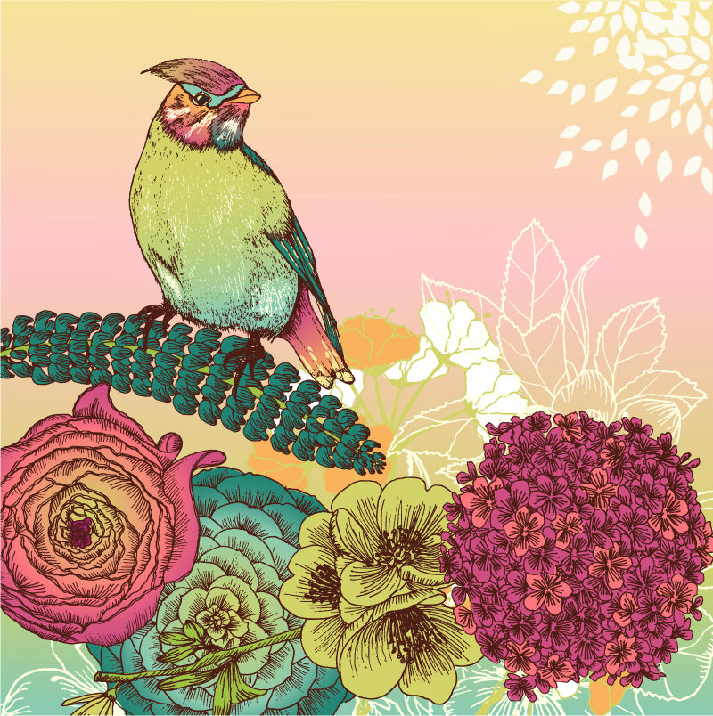 Vecteur mat¨¦riel de conception d'oiseau de style r¨¦tro