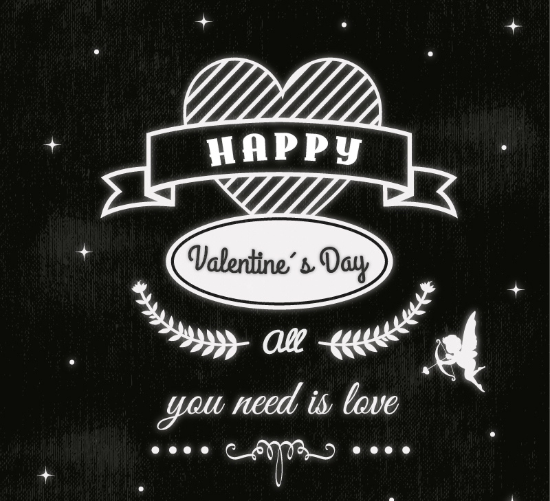 Jour cartes de voeux de vecteur matriel de Creative Valentine noir
