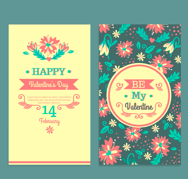 Cartes de valentine floraux vecteur mat¨¦riel Vintage