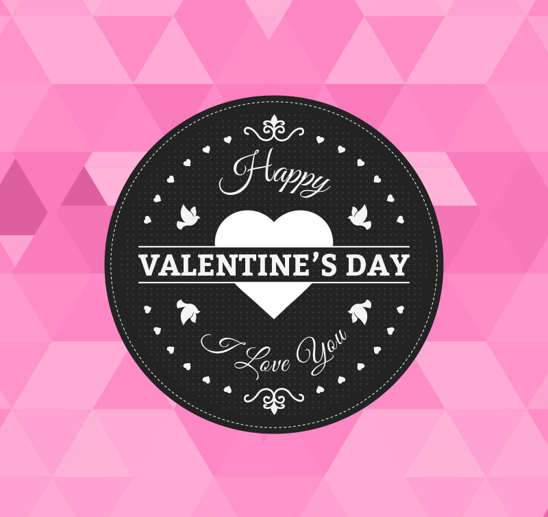 Jour Cartes de voeux mat¨¦riel vecteur de Valentine de ¨¦tiquette ronde noire