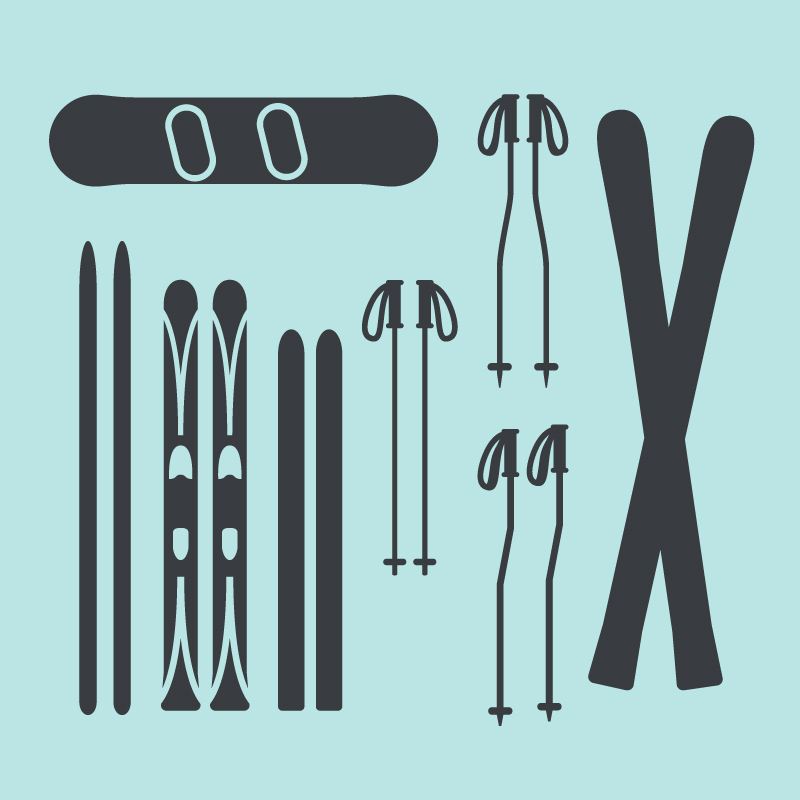 8 skis et bâtons de ski vecteur mat¨¦riel
