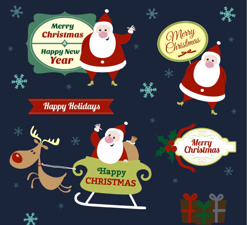 6 ludique mat¨¦riel vecteur de l'¨¦tiquette de Santa Claus