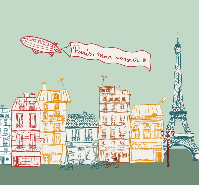 Paris peinture de rue vecteur matriel de paysages
