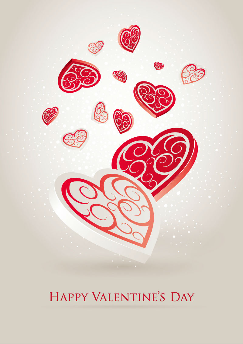 Valentine amour pice vecteur matriel en trois dimensions modle