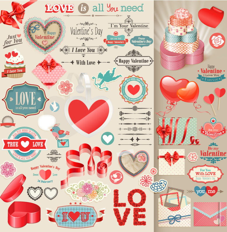 Exquisite Valentine collection d'¨¦tiquettes vecteur mat¨¦riel