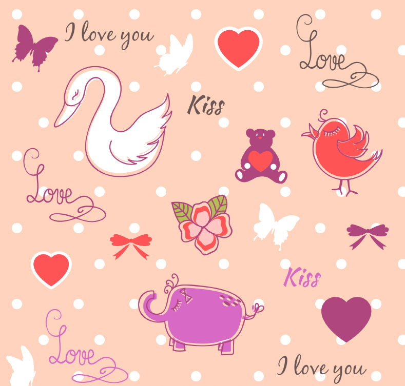 Valentine Cartoon lment de fond vecteur matriel
