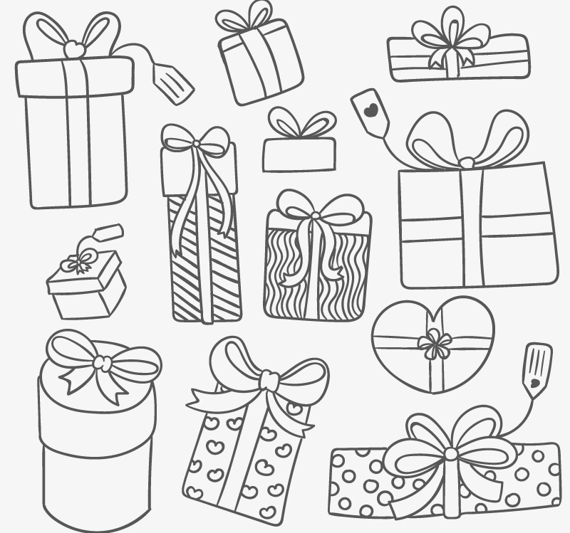 11 mod¨¨les de mat¨¦riel vecteur cadeau vacances peints ¨¤ la main
