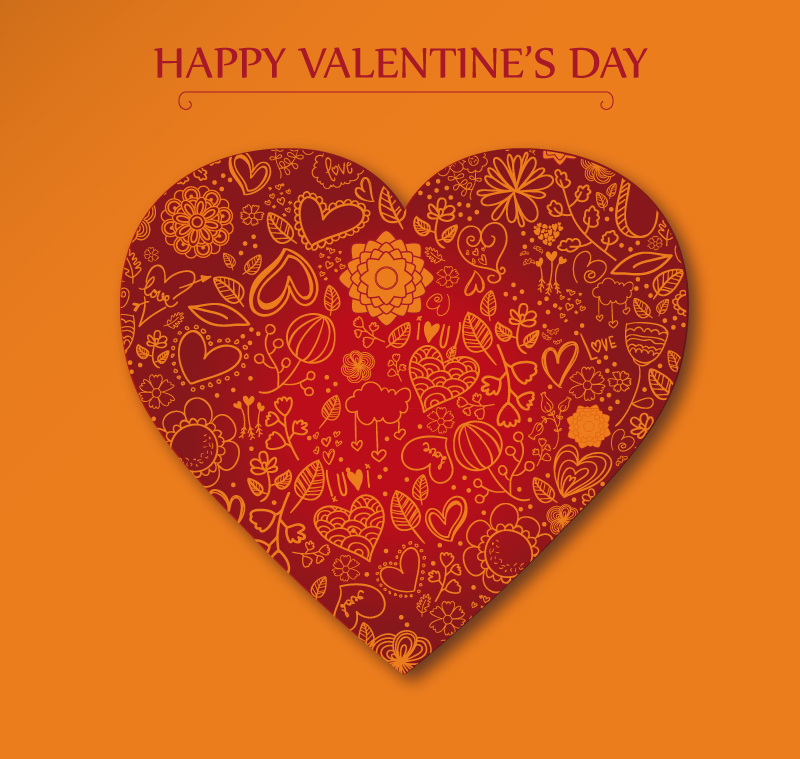 Amour cartes de vœux motif d'orange vecteur matriel
