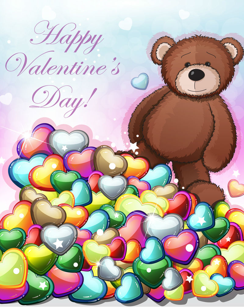 Jour le mat¨¦riel des cartes de vœux vecteur Cartoon Teddy Bear Valentine