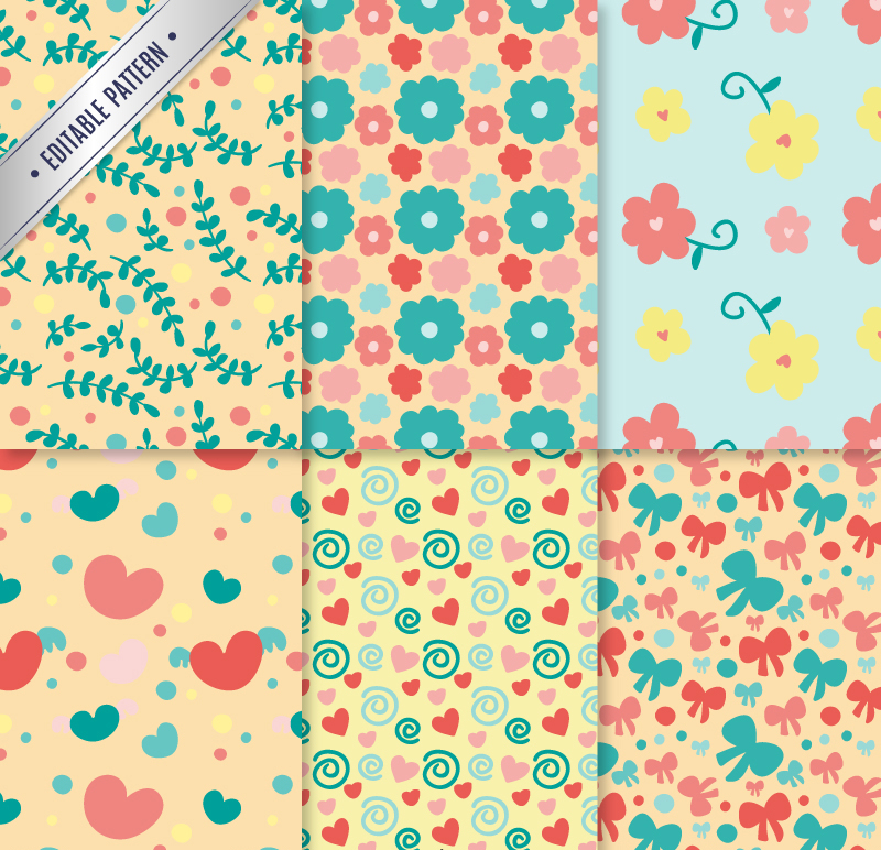 Mod¨¨le de dessin anim¨¦ six seamless background vecteur mat¨¦riel
