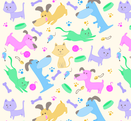 Les chats et les chiens de Cartoon seamless background vecteur matriel

