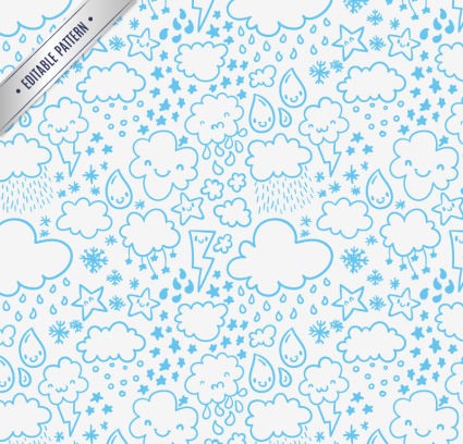 Nuages bleus gouttes de pluie seamless background vecteur matriel