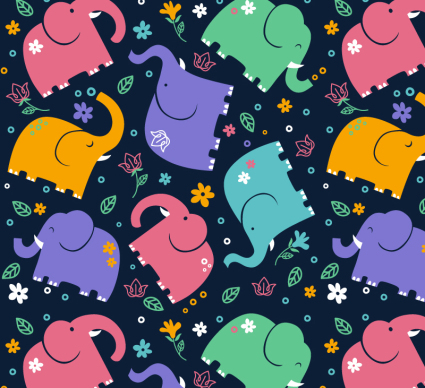 Él¨¦phant color¨¦ seamless background vecteur mat¨¦riel