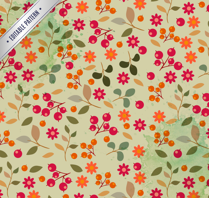 Seamless background floral avec du matriel de vecteur baies
