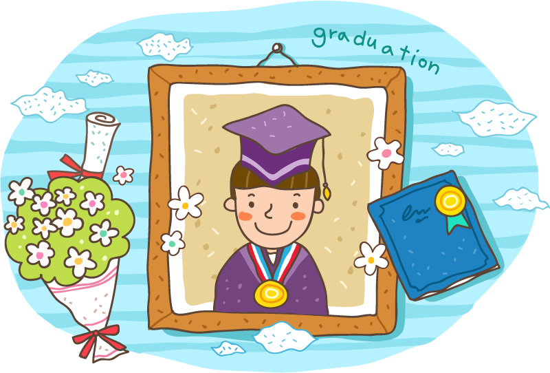 Cartoon garçons diplôme mat¨¦riel photo vectoriel