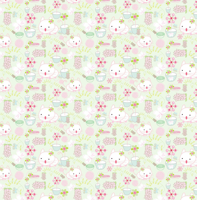 Peint ¨¤ la main pastel chat seamless background vecteur mat¨¦riel