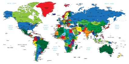 Anglais Couleur carte du monde vecteur mat¨¦riel