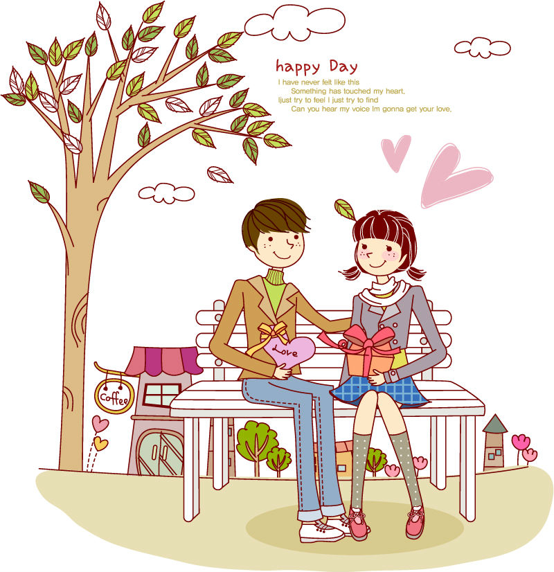 Cartoon chaque autres cadeaux couple vecteur mat¨¦riel