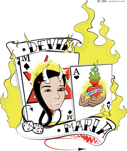 Mal diable poker flamme vecteur mat¨¦riel