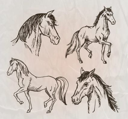 4 vecteur mat¨¦riel de conception cheval peint ¨¤ la main