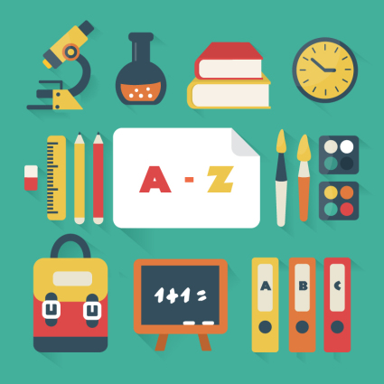 18 mod¨¨les de fournitures scolaires conception vecteur mat¨¦riel