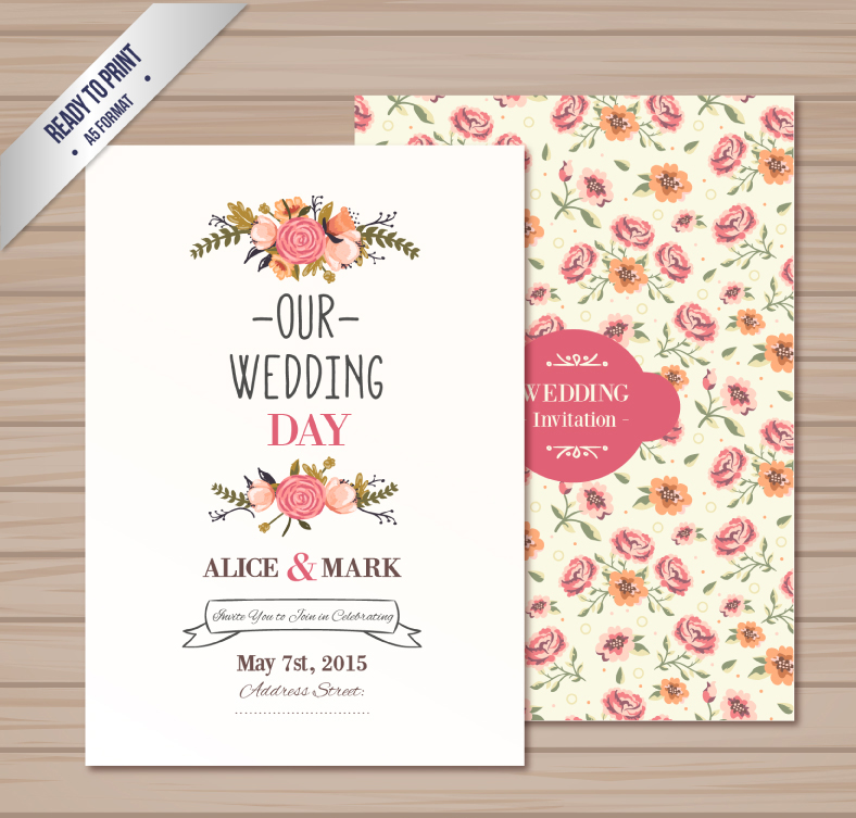 Mariage floral vecteur mat¨¦riel de carte d'invitation de Aquarelle
