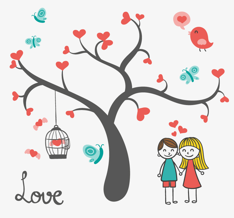 Giving Tree avec du mat¨¦riel de vecteur de couple bande dessin¨¦e