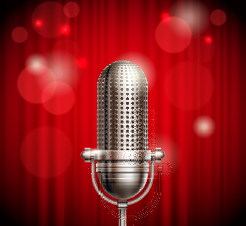 Fine matire vecteur de microphone de scne argent