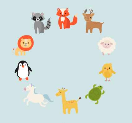 Anneau compos¨¦ d'animaux de dessin anim¨¦ vecteur mat¨¦riel