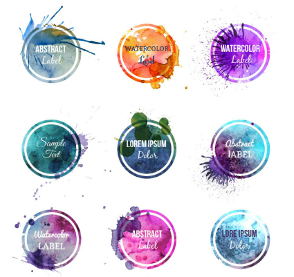 Round mat¨¦riel tag vecteur 9 aquarelle