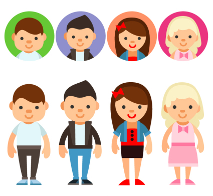 8 design de la t¨ºte avec du mat¨¦riel personnages de dessins anim¨¦s de vecteur