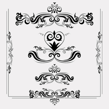 6 motif de dentelle noire et la conception vecteur mat¨¦riel