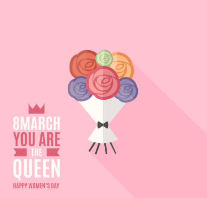 Jour cartes de vœux vecteur matriel les bouquets de Creative femmes
